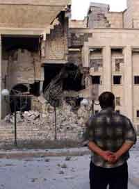 Damaged facade of the Tikrit museum