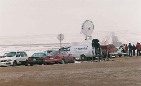 Scene at the Freemen standoff in Jordan, Montana, in winter of 1996.